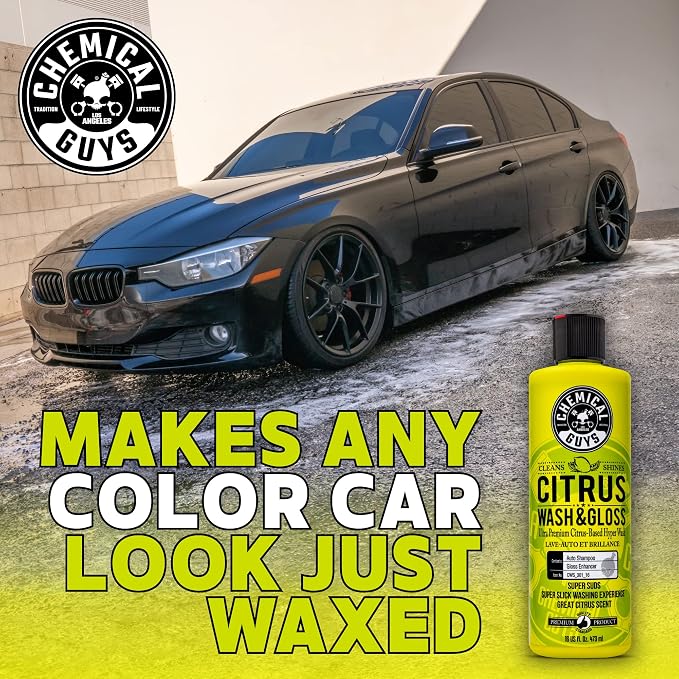 Chemical Guys Citrus Wash & Gloss Foaming Car Wash Soap - High Suds Formula Foam Cannon Soap for Foam Blasters, or Bucket Washes - Safe on Paint, Clear Coat, and Wax, Citrus Scent - 16 oz