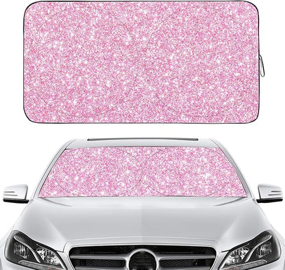 Gven Windshield Sun Shade for Car Front Window Cover Sunshades Visor Automotive Sun Shield for Compact Sedan, SUV, Midsize Sedan, Small Pickup Blocks UV Rays Keep Your Vehicle Cool (Pink, S)
