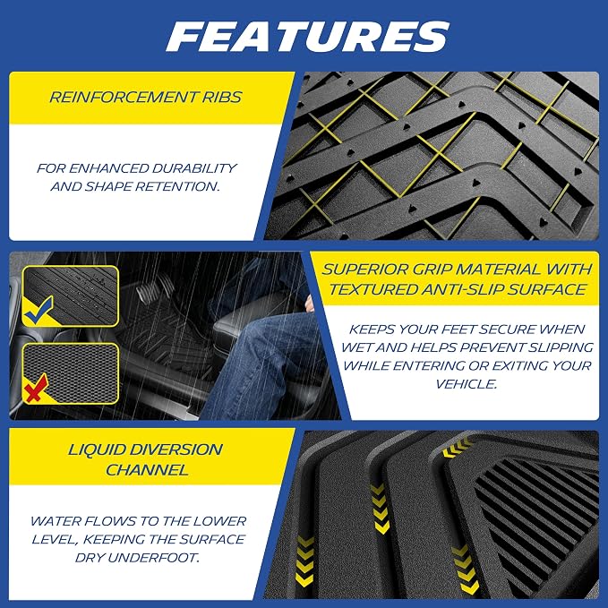 Michelin Vehicle Mats, All-Weather TPE Custom Fit Liner for 2019-2025 Toyota RAV4 Gas, Not Fit Hybrid or 2026, Elite