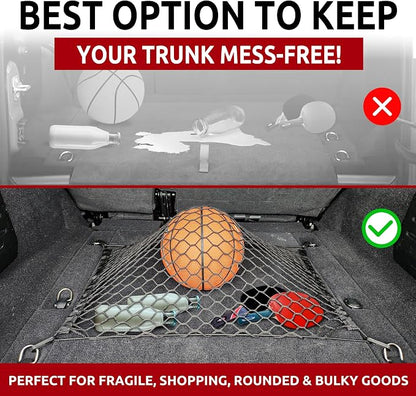 Floor Style Trunk Mesh Cargo Net Black for Jeep Wrangler JL 4XE 4 Door 2019-2026 Car Accessories - Premium Trunk Organizer and Storage - Cargo Net for SUV Vehicle Carrier Organizer