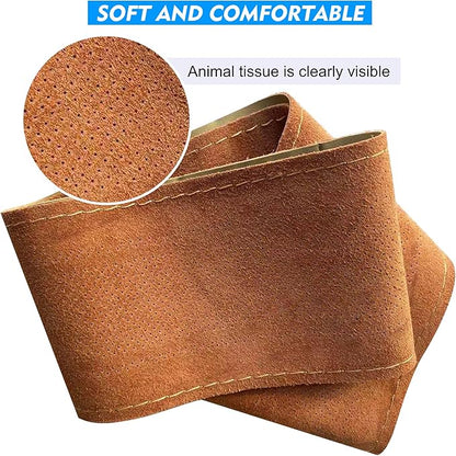 Carodi Leather Steering Wheel Cover, Breathable Non-Slip Design, Soft and Comfortable Feeling, Universal 15 Inch Auto Car Steering Wheel Stitch on Wrap（Size M,Beige）