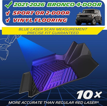 Michelin Vehicle Mats, All-Weather TPE Custom Fit Liner for 2021-2026 Ford Bronco 4-Door(6 Piece), Premier