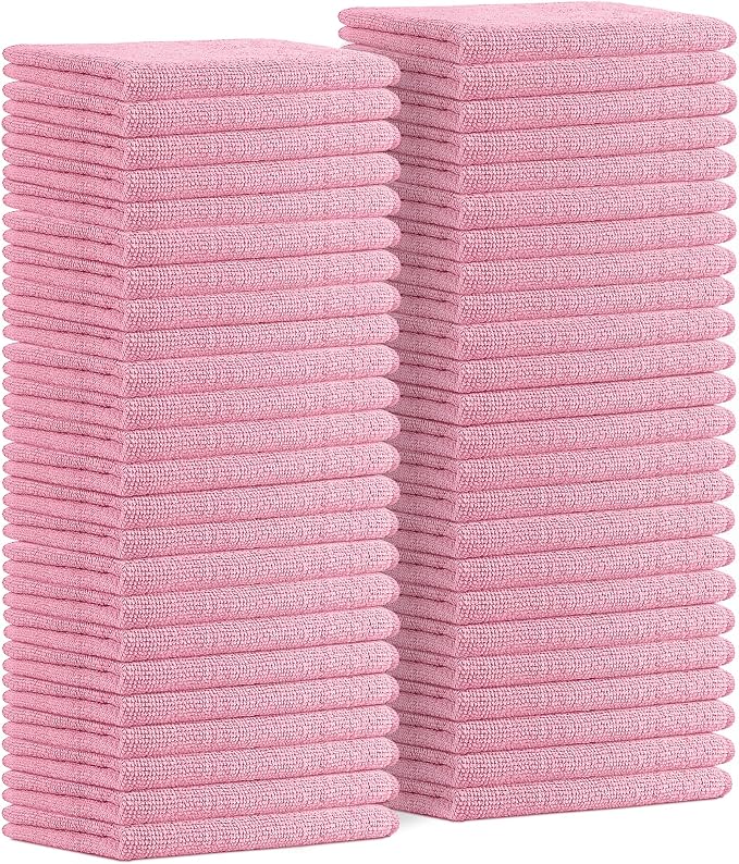 Avalon Towels Microfiber Cleaning Cloths (Value Pack of 48) - Size 16 x 16 Inches, Highly Absorbent Cleaning Rags, Lint Free, Reusable and Washable, Microfiber Towels for Cars