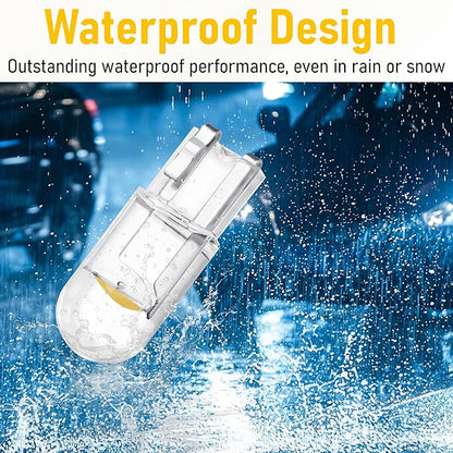 ecocstm 30 PCS Car 194 LED Bulbs, 168 2825 W5W T10 Wedge COB LED Replacement Bulb, Error Free Interior Bulb for Dashboard Light, Dome Lights (Yellow)
