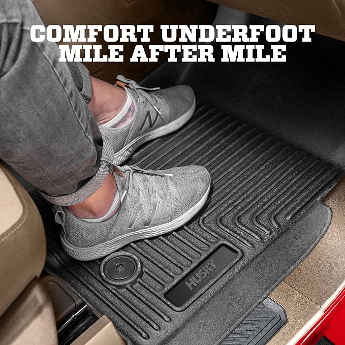 Husky Liners Weatherbeater Floor Mats | Fits 2024-2026 Ford Ranger, SuperCrew (Crew Cab), Will NOT Fit SuperCab (EXT Cab) | Front & 2nd Row, 3-pc Black - 94171