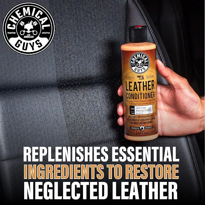 Chemical Guys Leather Cleaner and Conditioner Kit - Car Cleaner and Conditioner, Safely Cleans & Conditions Leather Car Interiors, Furniture, Shoes, Boots, Bags, Apparel & More, 2 Bottles (16 oz Each)