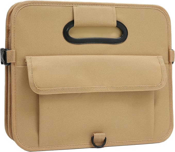 AOKJOY Car Trunk Organizer Car Storage Organizer Collapsible Multi Compartment Car Organizer Adjustable Straps Car Organizer for SUV(Ginger)