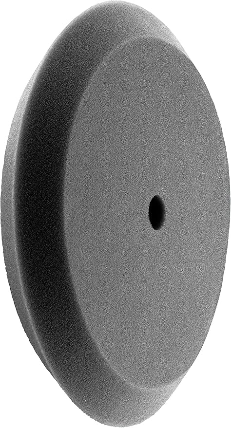 HI-Buff 8" Foam Buffing Pad – Black Final Finish – Slant Edge Design, Hook & Loop Backing – Fits 7" Backing Plate – Ultra Soft Finishing Pad for High Gloss Shine – Open Cell Foam