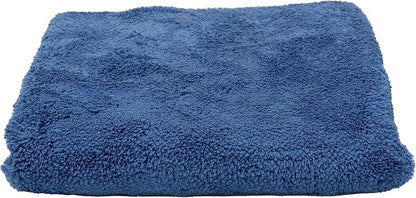 Maxshine 16" x 24" 600GSM Dark Blue Ultimate Crazy Microfiber Towel with Silver Silk Border – Ultra-Soft & Absorbent – Ideal for Car Detailing, Drying & Polishing