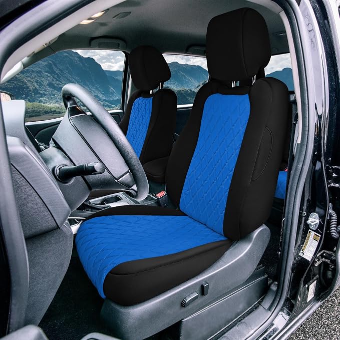 FH Group Custom Fit Car Seat Covers Specifically Made for 2022-2026 Nissan Frontier, Full Set Blue Ultraflex Neoprene Waterproof Automotive Seat Covers for Pickup Truck, Nissan Accessories