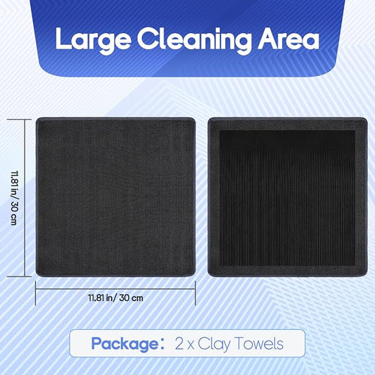 2PCS Clay Towel Auto Detailing, Clay Bar Towel Cloth Auto Detailing for Car (12 x 12 in) (Grey)