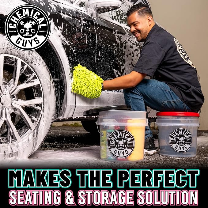 Chemical Guys Two Car Wash Bucket Kit with Dual Dirt Trap Filters, Chenille Wash Mitt, Mr. Pink, Citrus Wash, After Wash, and Drying Towel - 11 Items - Two Bucket Method Complete Setup