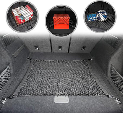 Floor Style Automotive Elastic Trunk Mesh Cargo Net for Audi Q5 Premium Prestige 2018-2025 - Premium Trunk Organizers and Storage - Luggage Net for SUV- Best Car Organizer for Audi Q 5