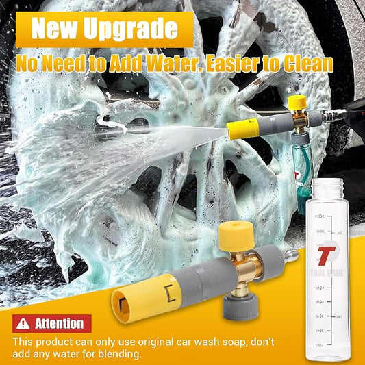 Tool Daily Foam Cannon, Small Foam Cannon for Pressure Washer, 5 Power Washer Nozzle Tips, 1/4 Inch Quick Connect