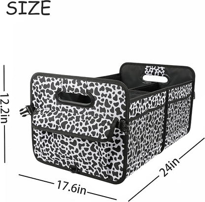 AOKJOY Car Trunk Organizer Car Storage Organizer Collapsible Multi Compartment Car Organizer Adjustable Straps Car Organizer for SUV(Cow)