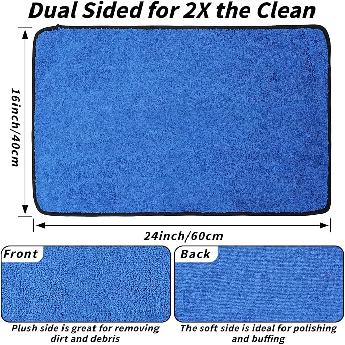 20 Pack Microfiber Towels for Cars, 24" x 16" 400 GSM Car Detailing Towels, Dual Pile Microfiber Cleaning Cloths Quick Drying, Lint Free Scratch Free Car Drying Towels for Auto, Truck, SUV, RV & Boat