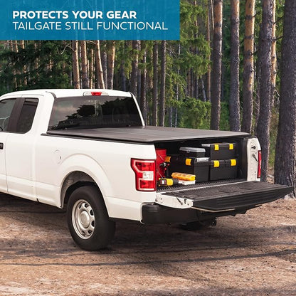 MotorBox Stripe Truck Tonneau Cover for Ram 1500 (2009-2026) / Ram 2500 & 3500 (2009-2026) with Extra Short 5.7 ft Bed Length, All-Weather Soft Roll-Up Truck Bed Cover