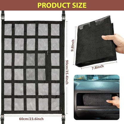 SUV Car Ceiling Cargo Net Pocket,35.4"x23.6" Double-Layer Mesh Car Roof Storage Organizer for Ford,F150,Jeep,Honda CRV,RAV4,Van Organizers and Storage,Camping Accessories
