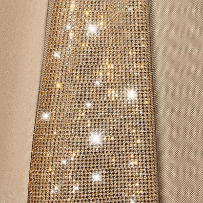 CAR PASS Beige Oxford Bling Diamond Car Seat Covers Full Set Interior Sets, Waterproof Shining Glitter Sparkly Crystal Universal Armrest Fit 95% Automotive Truck SUV Cute Women Girl, Beige Rhinestone