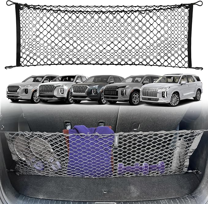 Envelope Style Automotive Elastic Trunk Mesh Cargo Net for Hyundai Palisade 2020-2025 - Premium Trunk Organizers and Storage - Luggage Net for SUV
