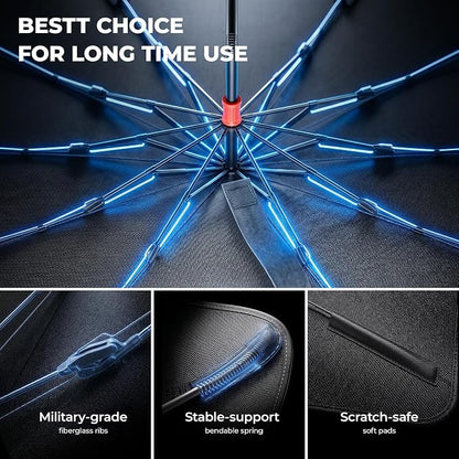 DMJN Umbrella Windshield Sun Shade - Medium, Car Sunshade for Front Windshield [Nano Ice-Crystal Coatings] UPF50+ Heat & UV Block, Protect Interior & Keep Cooler Universal for Car, SUV, Truck