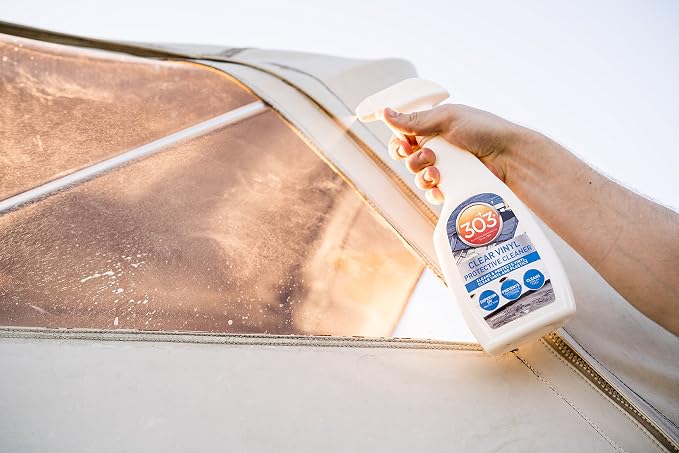 Cleans and protects clear marine vinyl while helping prevent yellowing, hazing, and cracking.