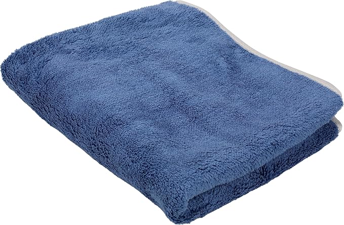 Maxshine 16" x 24" 600GSM Dark Blue Ultimate Crazy Microfiber Towel with Silver Silk Border – Ultra-Soft & Absorbent – Ideal for Car Detailing, Drying & Polishing