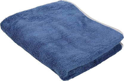 Maxshine 16" x 24" 600GSM Dark Blue Ultimate Crazy Microfiber Towel with Silver Silk Border – Ultra-Soft & Absorbent – Ideal for Car Detailing, Drying & Polishing