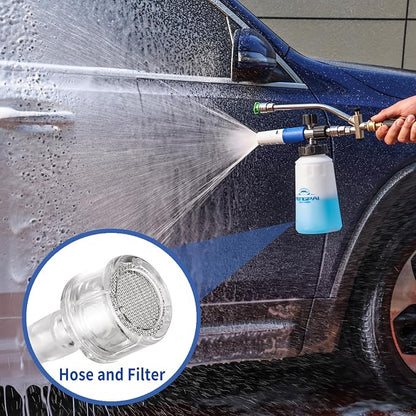 FENG PAI Foam Cannon for Pressure Washer with Dual Connector Accessory & 7 Sprayer Nozzles, Dual Lance Soap Cannon, Double Tip Soap Attachment for Foam Blaster, 1/4" Quick Connect, 3600 PSI (White)