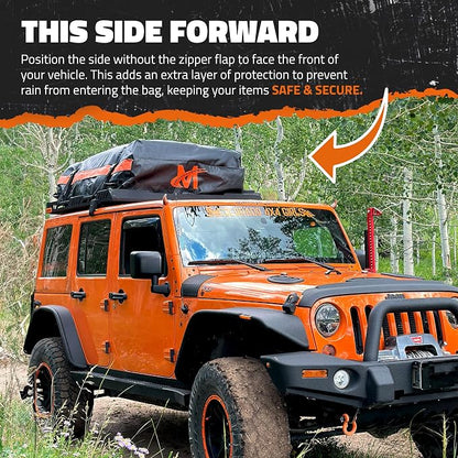 Mockins 30 Cu Ft Car Roof Cargo Carrier Bag for Top of Car Storage | 60"x43"x20" Waterproof Soft-Shell 840D Roof Bag | No Rack Rooftop Cargo Carrier with Mesh Mat, Lock, Hooks, & Straps