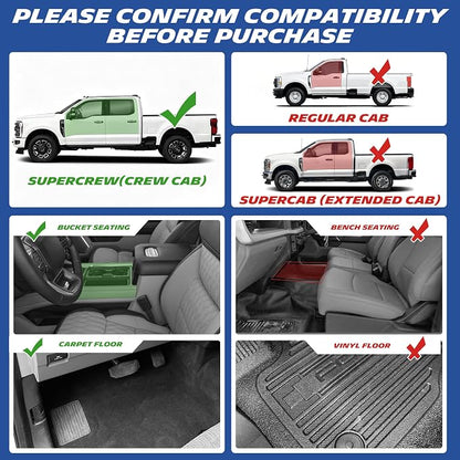 Michelin Vehicle Mats, All-Weather TPE Custom Fit Liner for 2017-2026 Ford F250/F350/F450 Super Duty Crew Cab Bucket Seat Carpet Floor, Premier