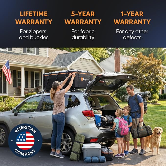19 Cubic Feet Roof Bag – Safety Tested Heavy-Duty Waterproof Rooftop Cargo Carrier for All Cars & SUVs (with or Without Rack) – Includes Protective Mat & Storage Bag – Military-Grade 840D PVC