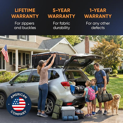 19 Cubic Feet Roof Bag – Safety Tested Heavy-Duty Waterproof Rooftop Cargo Carrier for All Cars & SUVs (with or Without Rack) – Includes Protective Mat & Storage Bag – Military-Grade 840D PVC