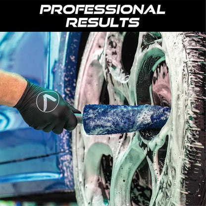 VIKING Wheel Brush or Rim Brush for Car, Metal Free, Blue, 2.5 Inch x 14.3 Inch