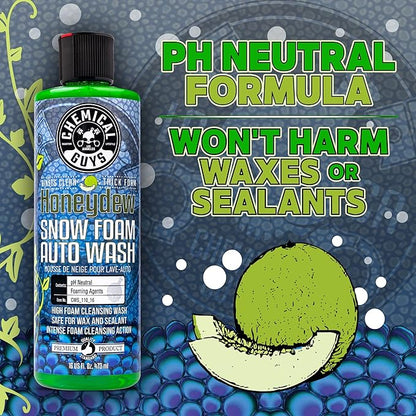 Chemical Guys CWS_110_16 Honeydew Snow Foam Car Wash Soap (Works with Foam Cannons, Foam Guns or Bucket Washes) Safe for Cars, Trucks, Motorcycles, RVs & More, 16 fl oz, Honeydew Scent