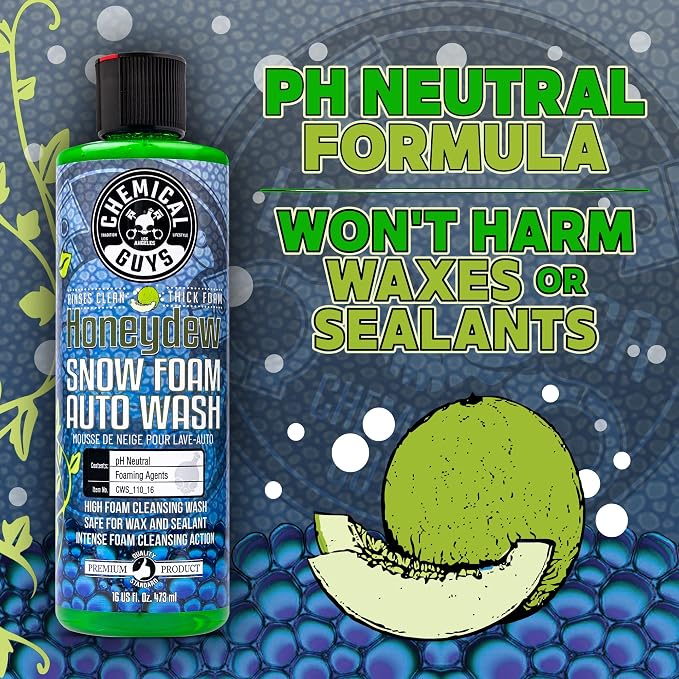 Chemical Guys Car Wash Soap for Foam Cannon or Bucket, Honeydew Snow Foam Car Wash Soap for Trucks, Motorcycles, RVs & More, Super Suds, Honeydew Scent - 64 oz (Half Gallon)