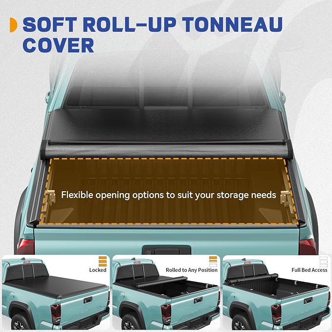 Soft Roll Up Truck Bed Tonneau Cover Fit for Chevy Colorado/GMC Canyon 2015-2022 6.2 ft Bed