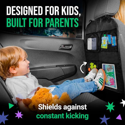 Todays Kids 2 Pack Kick Mats Back Seat Protector - Backseat Car Organizer for Kids, Car Storage Organizer, Back Seat Cars Organizers, Cars Organizers Backs Seats, Travel Accessories, 4 Pockets