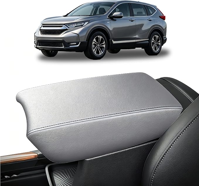 AOMSAZTO Gray Center Console Covers for 2017-2022 Honda CRV Leather Armrest for CR V
