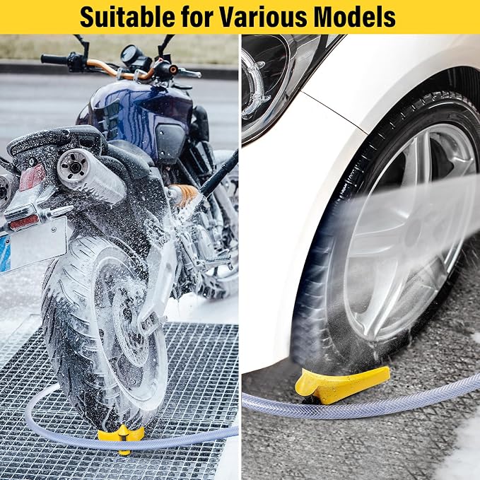 Dreyoo 4 Pcs Car Hose Guide, Tire Hose Roller for Car Washing, Detailing Tire Hoses Guide Preventing Pressure Washer Hoses Stuck Under The Wheels, Plastic Wash Tool to Avoid Snagging(Yellow)