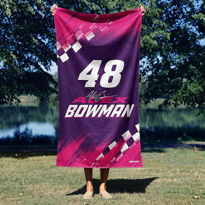 Northwest NASCAR Alex Bowman Simple Speed Beach Towel, Cotton Blend Lightweight Bath, Pool Swim Travel Fan Gear, 30 x 60 Inch