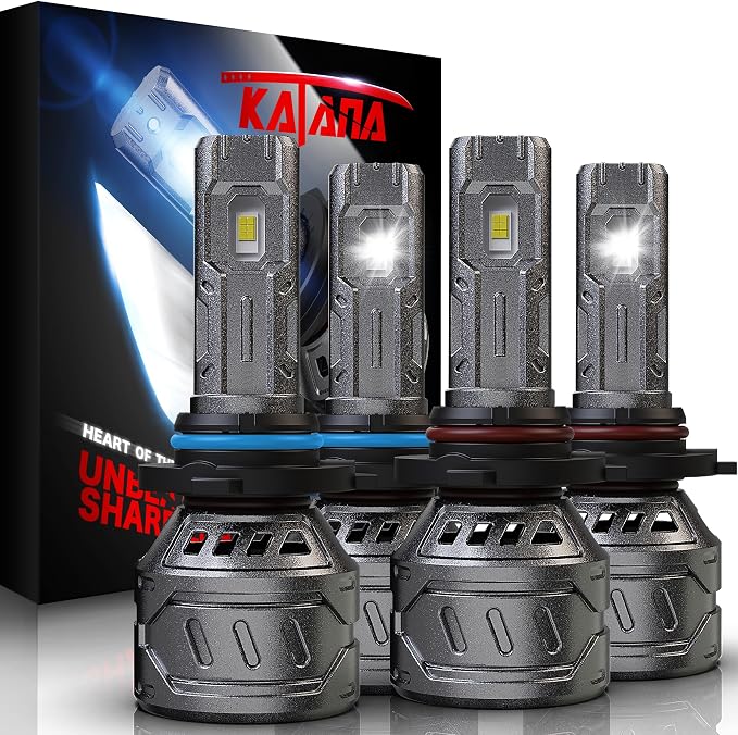 KATANA 9005 9006 Fog Light Combo, 800% Brightness 6500K White Plug and Play Mini Size Fog Bulb Pack of 4