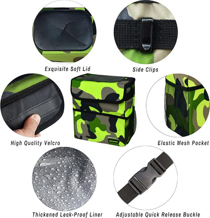 SIBOFUEGO Cute Car Trash Can with Lid – Multipurpose Collapsible Trash Bin for Car, Leak-Proof Organizer, Waterproof Garbage Can with Storage Pockets & Adjustable Straps, 2 Gallons (Camo Green)
