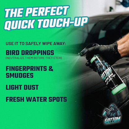 Gottom Detail Spray - Quick & Easy Waterless Detailer - 16 oz - Streak-Free Shine, Removes Prints & Smudges, Clay Bar Lubricant, Wax Support, Safe for Paint, Glass, Trim - Scented with Turbo Tiki