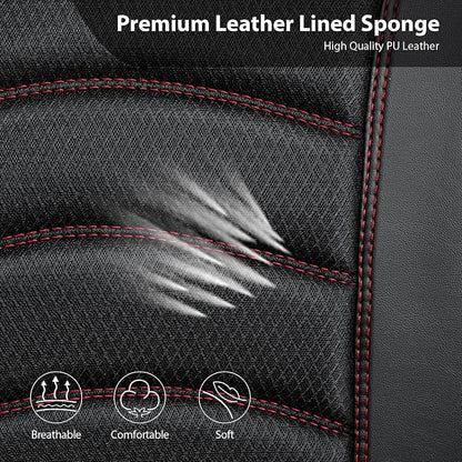 CAR PASS Comfortable 3D Foam Mesh Leather Car Seat Covers Front, Air Cool Mesh Breathable Front Seat Covers for Car, Universal Fit for SUV Truck Sedan Automotive, Airbag Compatible,Black Red