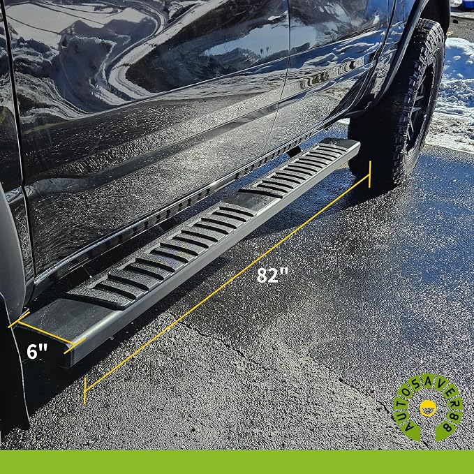 AUTOSAVER88 Running Boards Compatible with 2007-2018 Chevy Silverado/GMC Sierra 1500, 2007-2019 2500HD 3500HD Extended/Double Cab, 6 inches Side Step Nerf Bars (Incl. 2019 1500 LD/Limited)