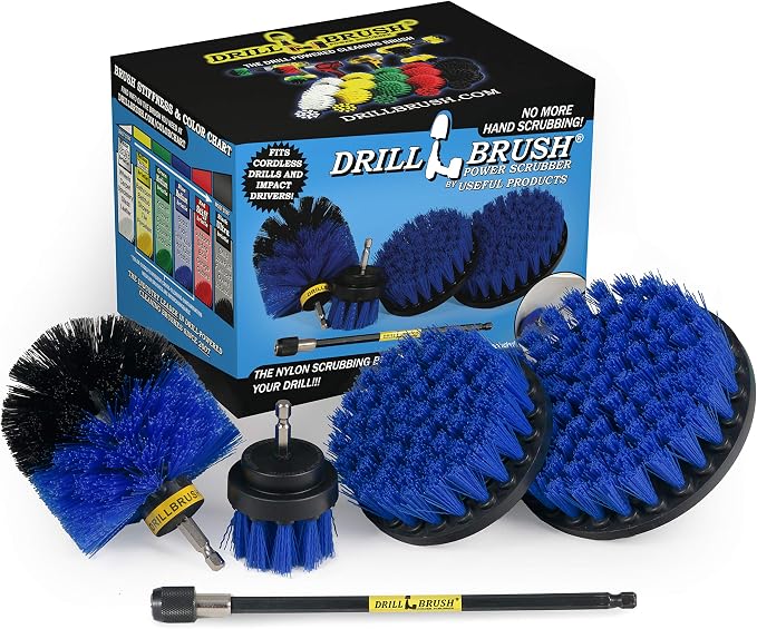 Boat Cleaning Accessories - Swimming Pool Scrub Brush - Medium Stiffness Brush Scrub Kit with Extension - Boat and Hull Cleaning Brush Set - Deck and Dock Cleaning Tools - Tank Cleaning Brush Set
