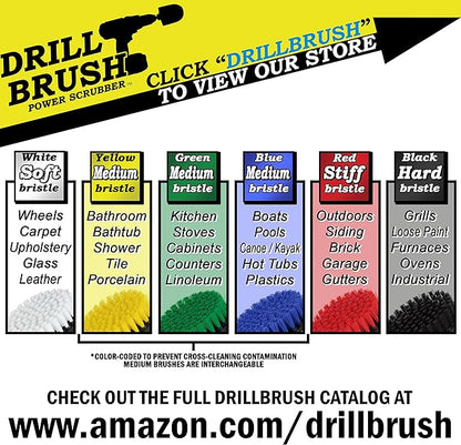 Red Stiff 3 Piece Outdoor Power Scrubber Brush Kit - Garden Patio Scrubbing Tool - Deck Cleaning Brush Set - Concrete Scrubbing Tool Set - Brick and Stone Outdoor Scrubber Kit