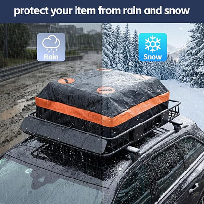 64"x39" Universal Roof Rack Basket Cargo Carrier with 500D PVC Waterproof Cargo Bag,Net&Ratchet Strap, Heavy-Duty Steel Construction, 250Lbs Capacity, Weather-Resistant for All Vehicle
