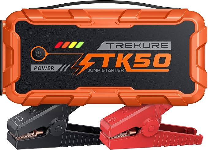TREKURE Portable Car Jump Starter 8000A 26800mAh, Car Battery Jump Starter for All Gas and 12L Diesel Engines, Battery Jumper, Portable Jump Box Car Battery with Fast Charge, LED Light - Orange